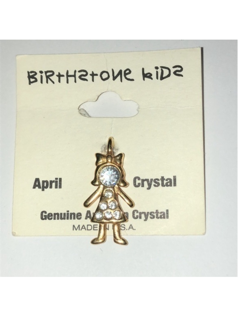 Birthstone Kids Genuine Austrian Crystal Gold Tone April Birthstone Pendant